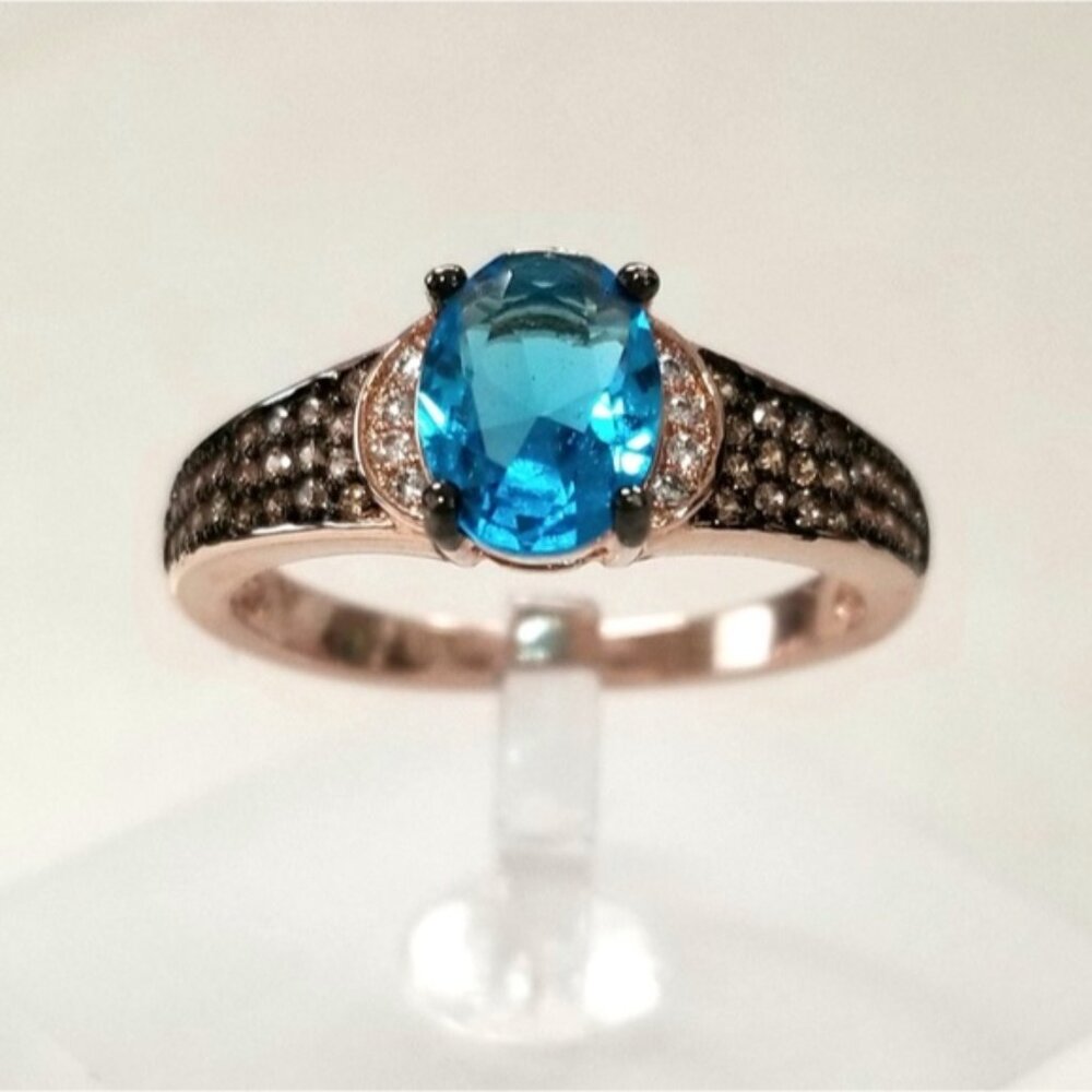 Blue Champagne Pave Ring